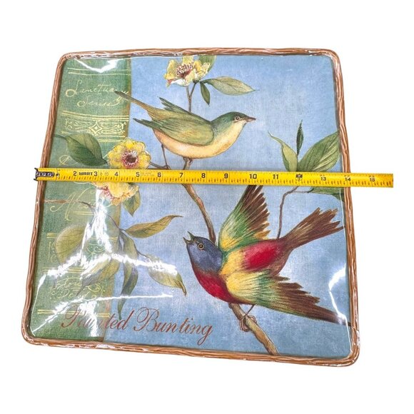 Certified Int Botanical Birds Square 14” platter painted bunting Susan Winget - Picture 5 of 7